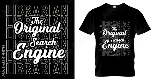 
Librarian the original search engine. Motivation hand drawn lettering quote about books and reading. Love reading book phrases vintage vector illustration. Perfect for t shirt, print, posters.