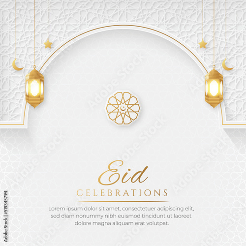 Eid Mubarak Islamic Greeting Card Luxury Ornamental Background with Arabic Style Pattern