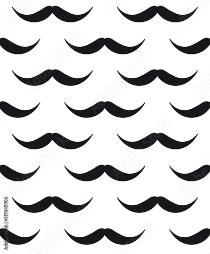 Vector seamless pattern of flat mustache isolated on white background