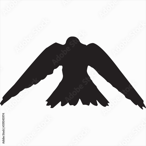 Vector, Image of silhouette flying bird icon, black and white color, transparent background

