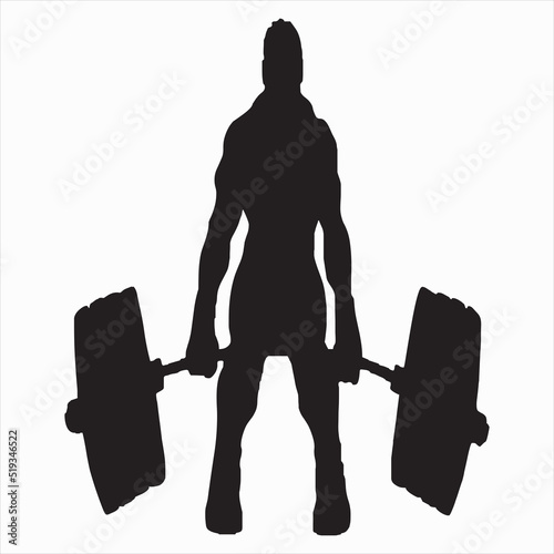 Vector, Image of weightlifting silhouette, black and white color, transparent background

