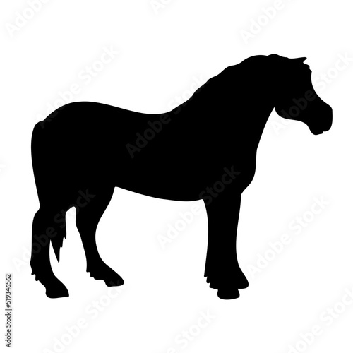Vector hand drawn draft horse silhouette isolated on white background