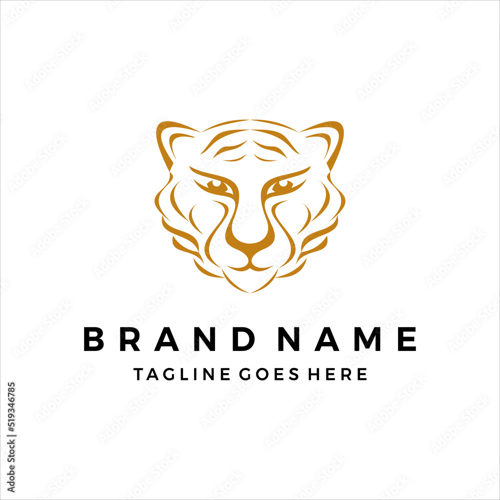 Hand draw tiger logo design vector template