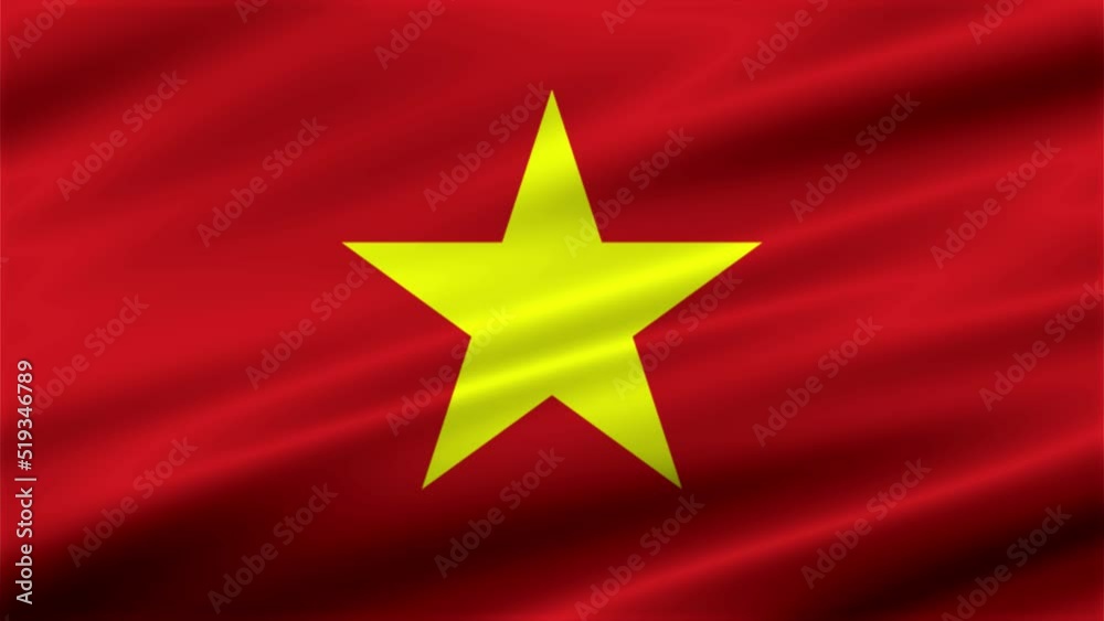 Texture background with a waving flag of Vietnam on a fabric. Flag video for design and advertising. 3D-Illustration. 3D-rendering Texture background with a waving flag of Vietnam on a fabric. Flag video for design and advertising. 3D-Illustration. 3D-rendering