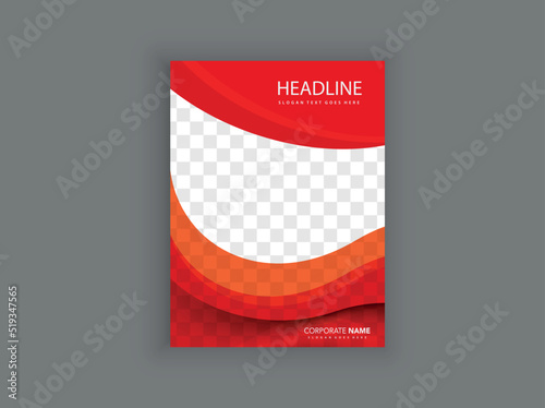 Orange Brochure design, modern cover layout, annual report, poster, A4 flyer with waves. vector graphics.