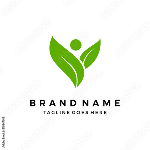 Vegan leaf logo design vector template