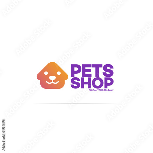 Pets shop logo for used for corporate identity pets home, store, animals veterinary clinic and homeless animals shelters. Vector Illustration