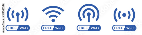 Free wi-fi icon. Wi-fi point icon. Wireless connection icon, vector illustration photo