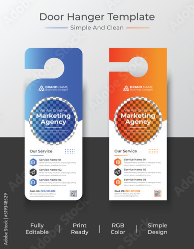 Corporate Door Hanger, Modern Door Template, Hotel door Tag Design