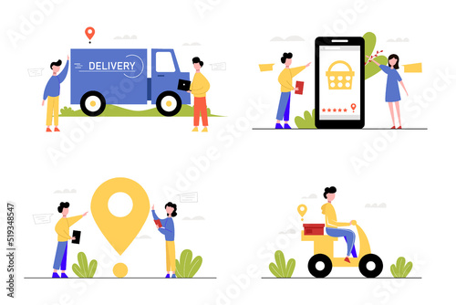 Delivery service set. Vector illustration on an isolated background.