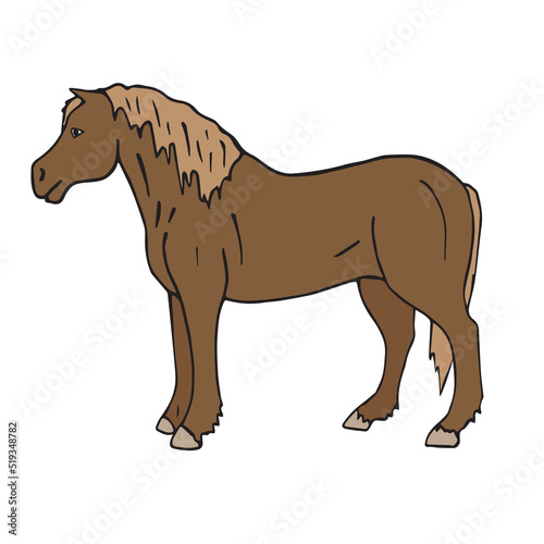 Vector hand drawn doodle sketch colored draft horse isolated on white background