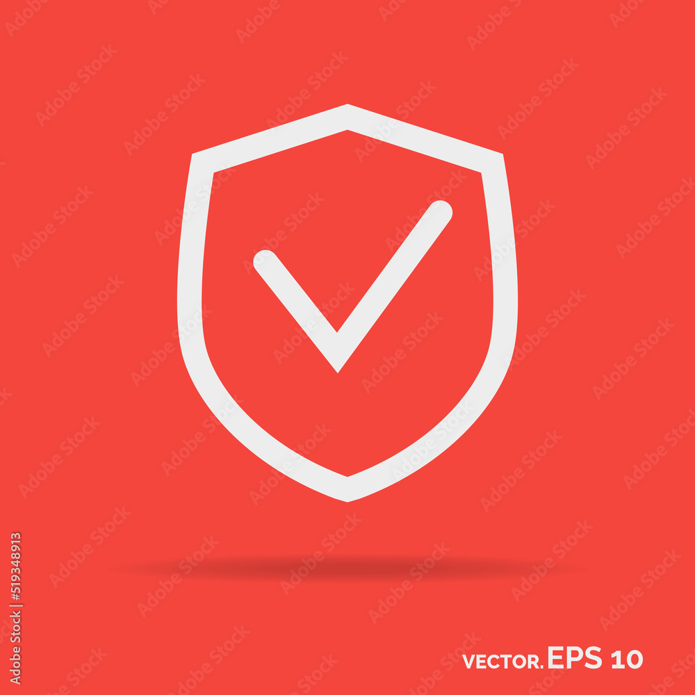 Shield outline icon white color isolated on purple background. Vector Illustration Shield outline icon white color isolated on purple background. Vector Illustration