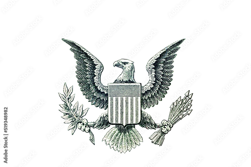 Illustrazione Stock Bald eagle. Image element of one dollar bill or
