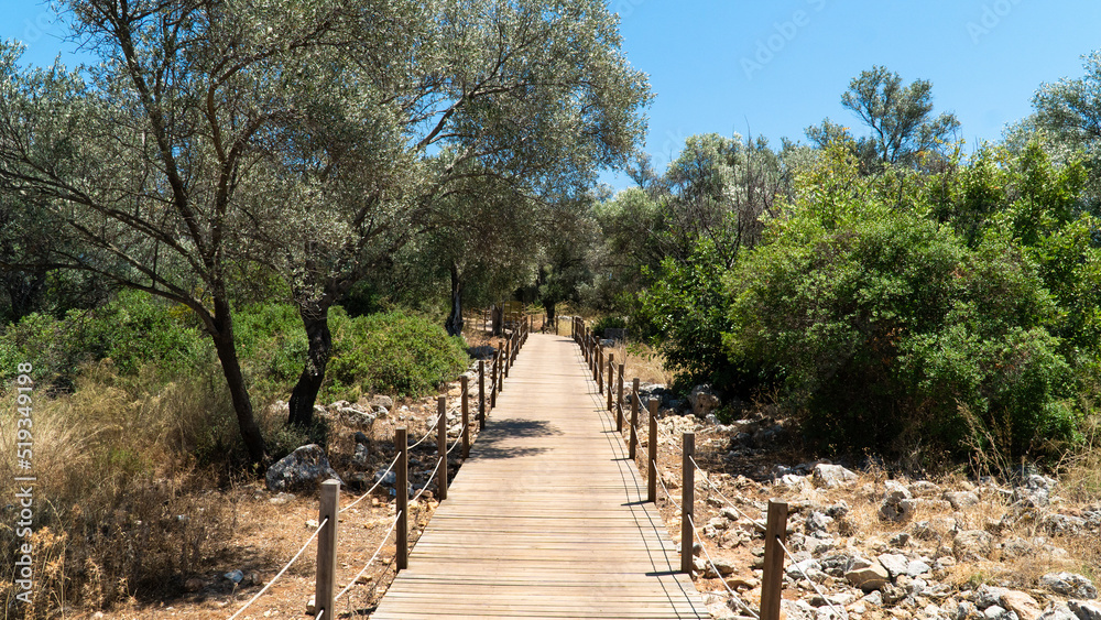 Fototapeta premium Ancient city of Kedrai in Sedir island, Turkey. Ancient ruins in Sedir island