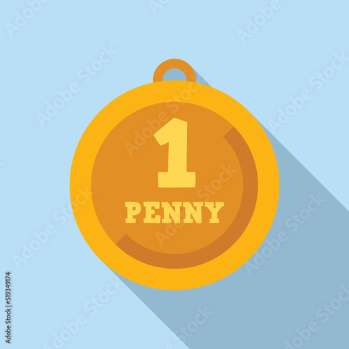 One lucky penny icon flat vector. Japan charm