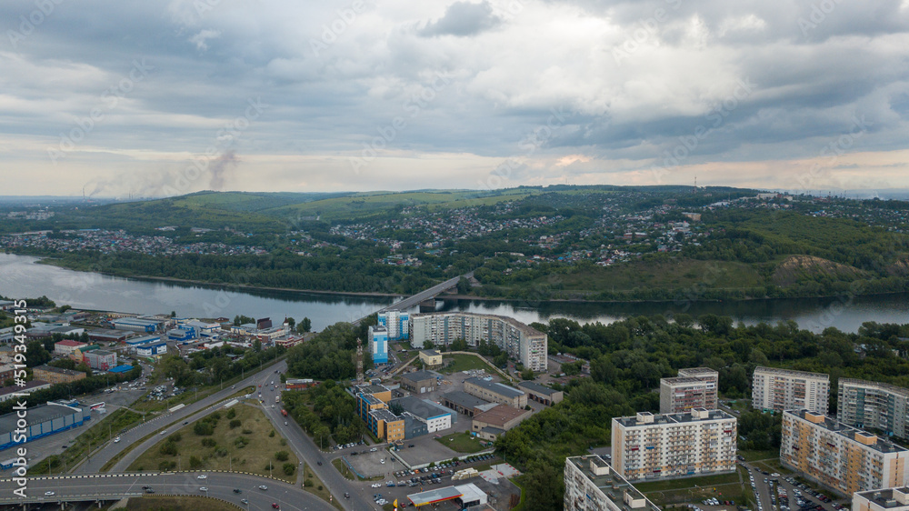 Novokuznetsk, Kemerovo region, Russia. 02 July 22. The city from a bird's-eye view.