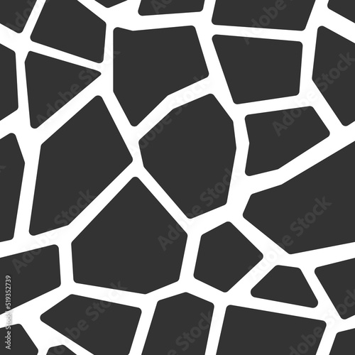 Abstract mosaic black and white seamless pattern. Seamless texture of stones of different shapes.