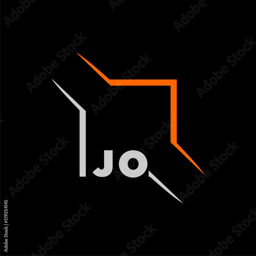 JO initial monogram technologi logo with square style design