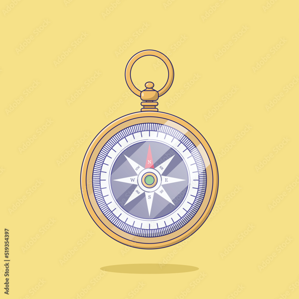 Compass Vector Icon Illustration. Navigation Equipment Vector. Flat ...