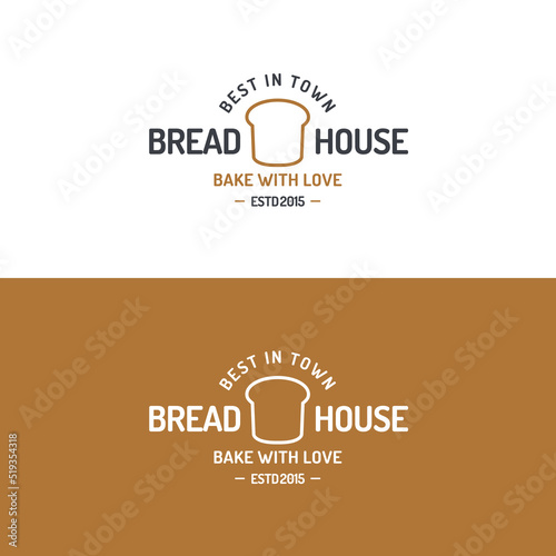 Bread house logo set modern line style for use bakery shop, loaf store, food market, cafe etc. Vector Illustration