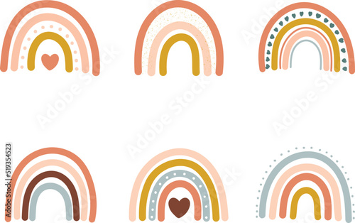 Collection of Boho Rainbows vector illustration