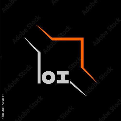 OI initial monogram technologi logo with square style design