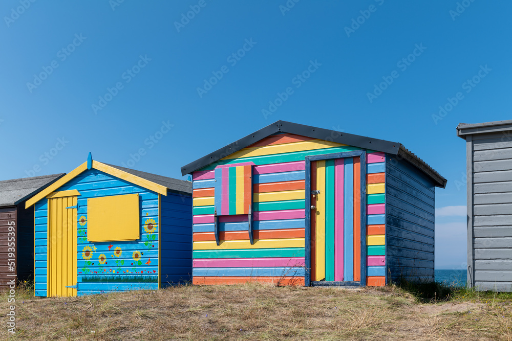 Beach Huts at Hopeman in the Summer Sun