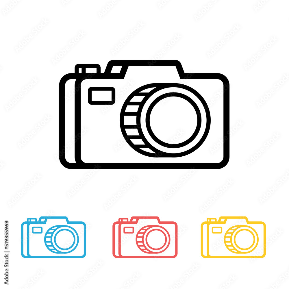 Photo camera icon line style isolated on on white background. Vector Illustration Photo camera icon line style isolated on on white background. Vector Illustration