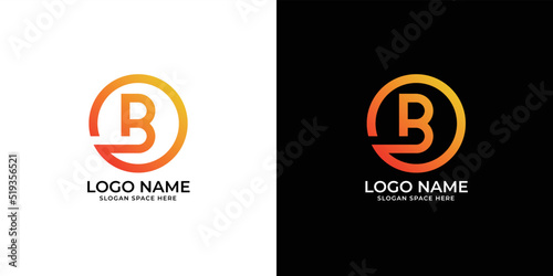 b letter logo with circle shape vector design