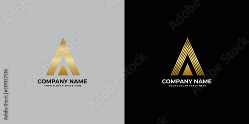 letter a golden luxury logo design