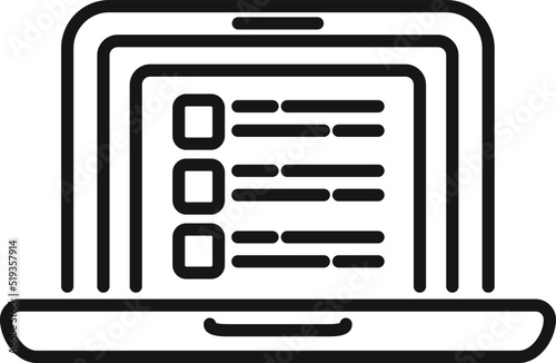 Laptop database icon outline vector. Data customer
