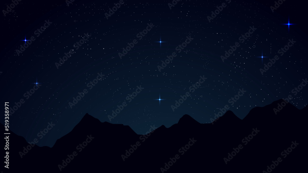 gradienr starry night background and mountain