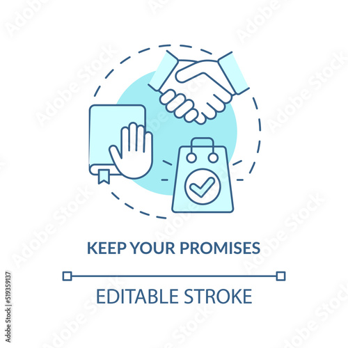 Платно Keep your promises turquoise concept icon