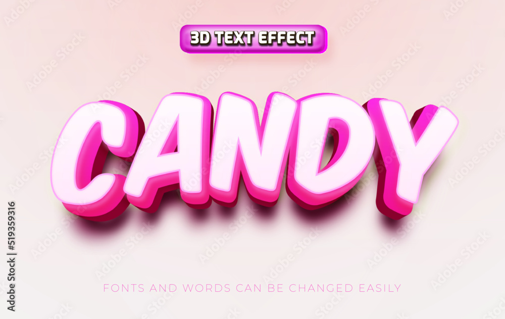 Candy 3d editable text effect style