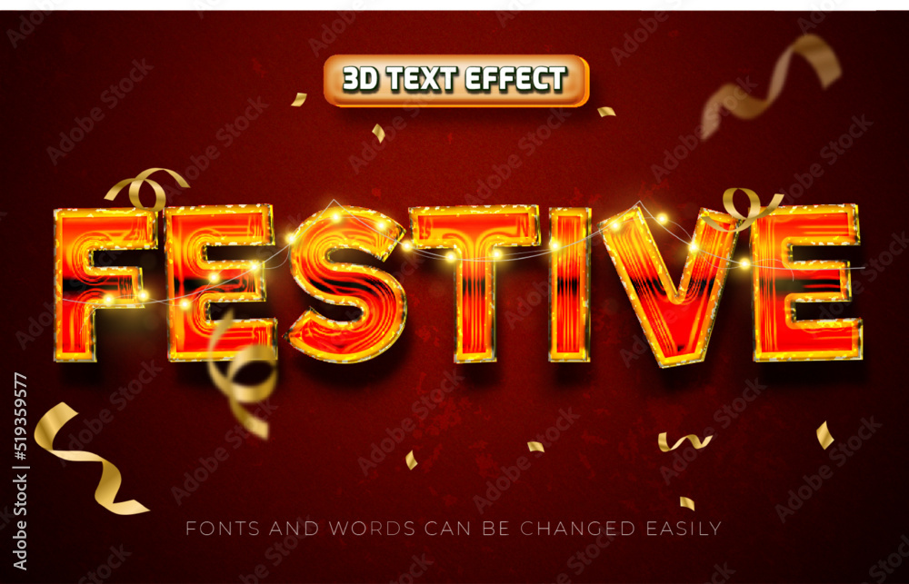 Festive celebration 3d editable text effect style