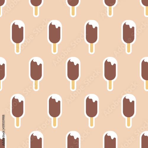 Creamy ice cream in chocolate glaze seamless pattern background esign decoration