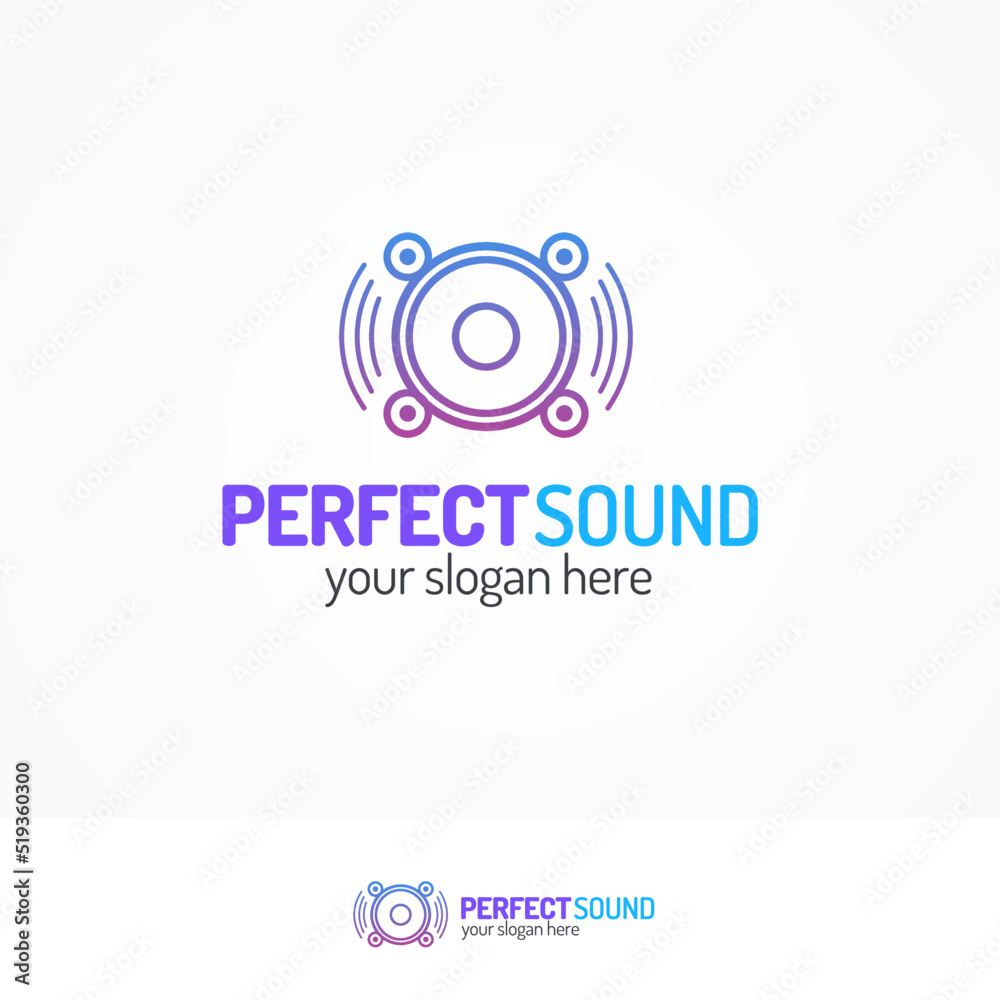 Perfect sound logo set with dynamic icon line modern color style isolated on white background for use music store, sound company, audio system shop etc. Vector Illustration Perfect sound logo set with dynamic icon line modern color style isolated on white background for use music store, sound company, audio system shop etc. Vector Illustration