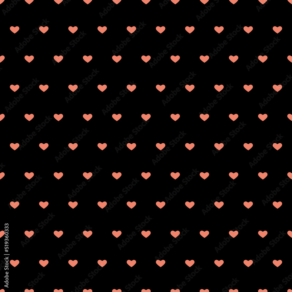 Dark background seamless pattern with repeating hearts, design for decoration of festive products