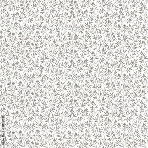 Cute floral pattern in the small leaves. Seamless vector texture. Elegant template for fashion prints. Printing with small gray leaves. White background. Stock print.