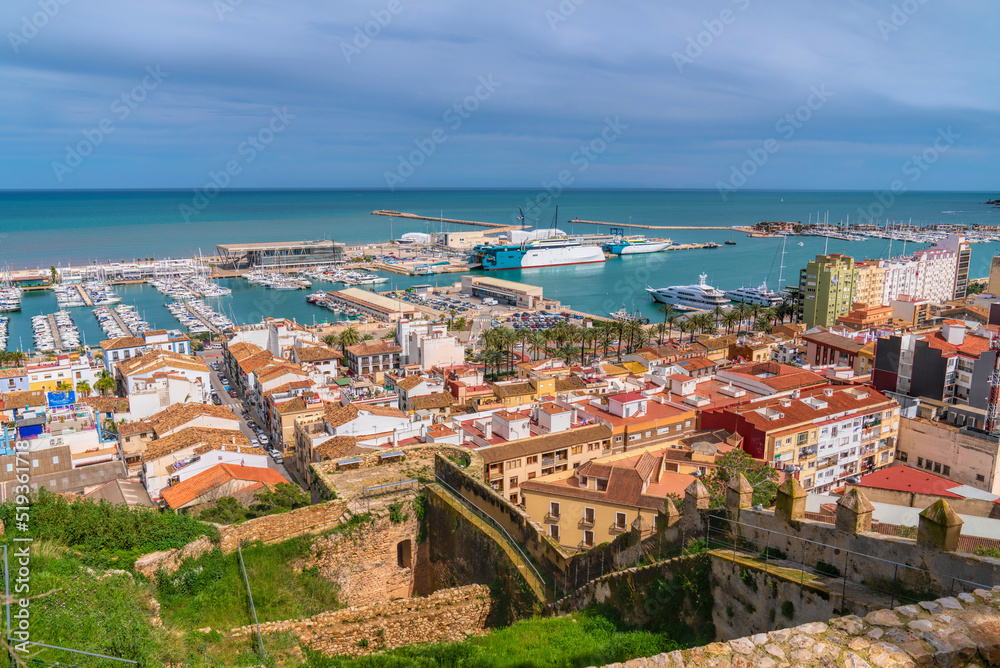 Denia Spain port and harbour Costa Blanca between Alicante and Valencia, historic city or town Spanish east coast