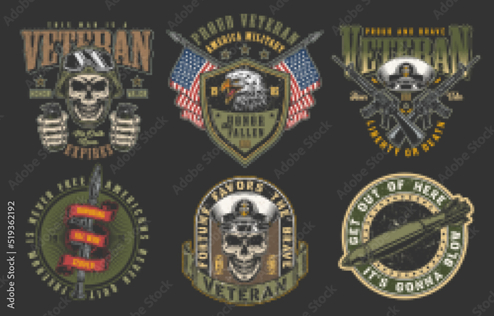 US military set colorful logotype