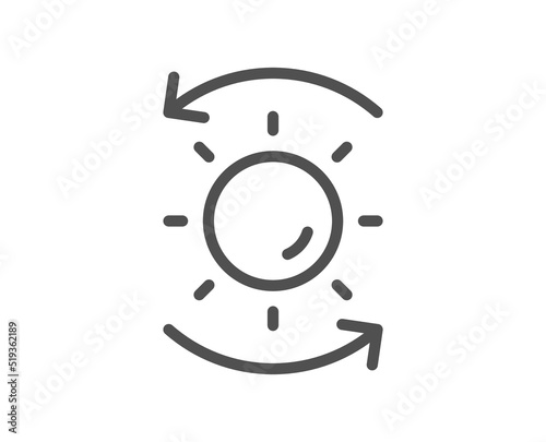 Sun protection line icon. Uv protect sign. Sunscreen effect symbol. Quality design element. Linear style sun protection icon. Editable stroke. Vector
