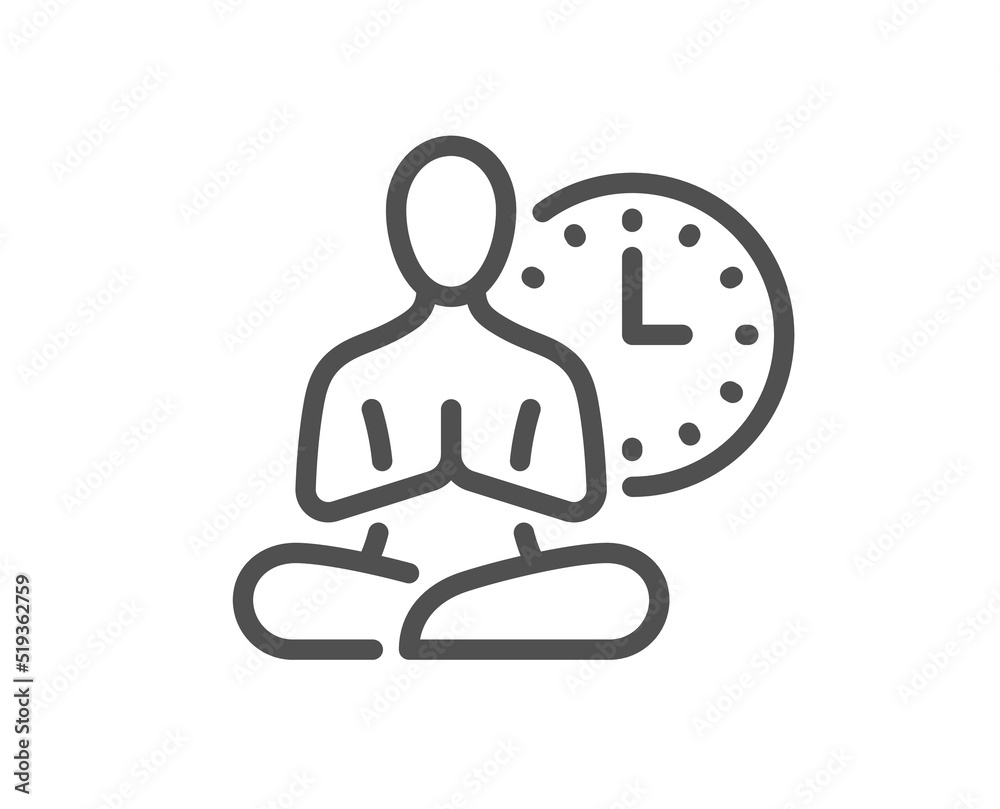 Yoga line icon. Meditation pose sign. Relax body and mind symbol. Quality design element. Linear style yoga icon. Editable stroke. Vector Yoga line icon. Meditation pose sign. Relax body and mind symbol. Quality design element. Linear style yoga icon. Editable stroke. Vector