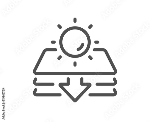 Sun protection line icon. Uv protect sign. Sunscreen effect symbol. Quality design element. Linear style sun protection icon. Editable stroke. Vector