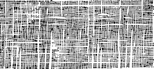 Monochrome texture composed of irregular graphic elements. Distressed uneven grunge background. Abstract vector illustration. Overlay for interesting effect and depth. Isolated on white background.