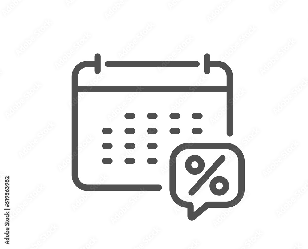 Calendar tax line icon. Calculate tax rate sign. Payroll report symbol. Quality design element. Linear style calendar tax icon. Editable stroke. Vector Calendar tax line icon. Calculate tax rate sign. Payroll report symbol. Quality design element. Linear style calendar tax icon. Editable stroke. Vector