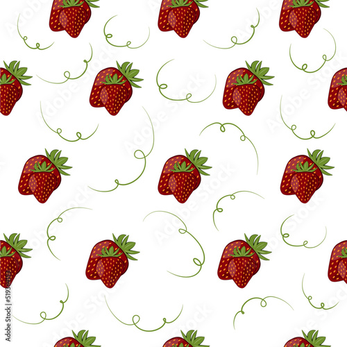 Fototapeta Naklejka Na Ścianę i Meble -  seamless, juicy pattern with strawberries for decorating textiles, wallpapers, gift wrappings