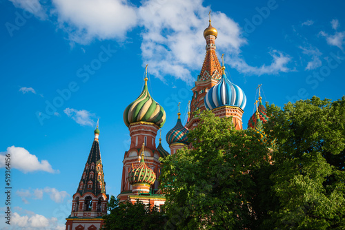 Cathedral of Vasily the Blessed Saint Basil's Cathedral on Red Square in spring, Moscow, Russia 15 june 2022