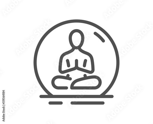 Fototapeta Naklejka Na Ścianę i Meble -  Yoga line icon. Meditation pose sign. Relax body and mind symbol. Quality design element. Linear style yoga icon. Editable stroke. Vector