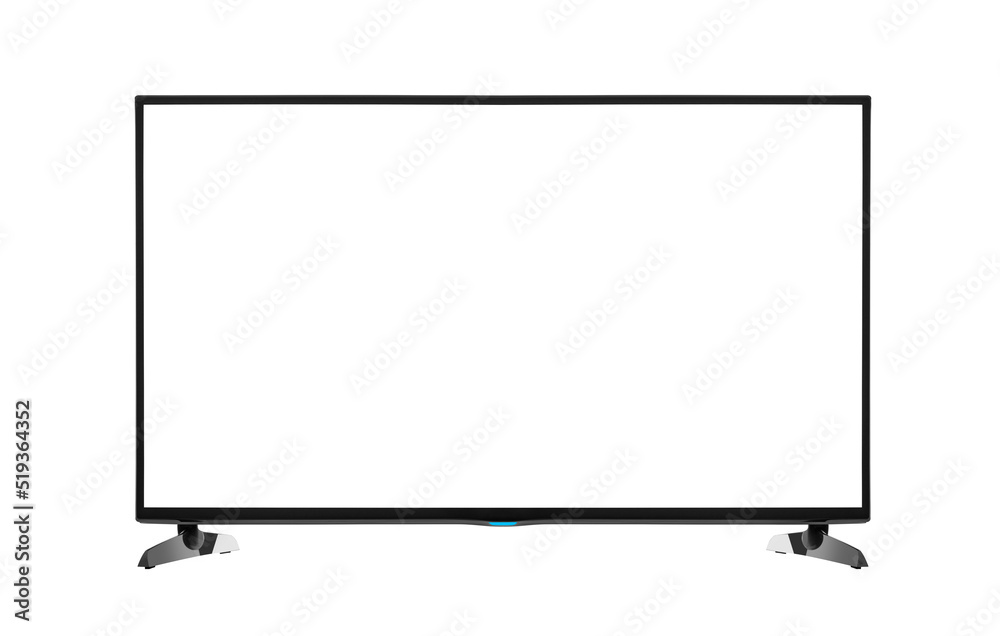 Modern blank flat screen TV set isolated on white background. Stock